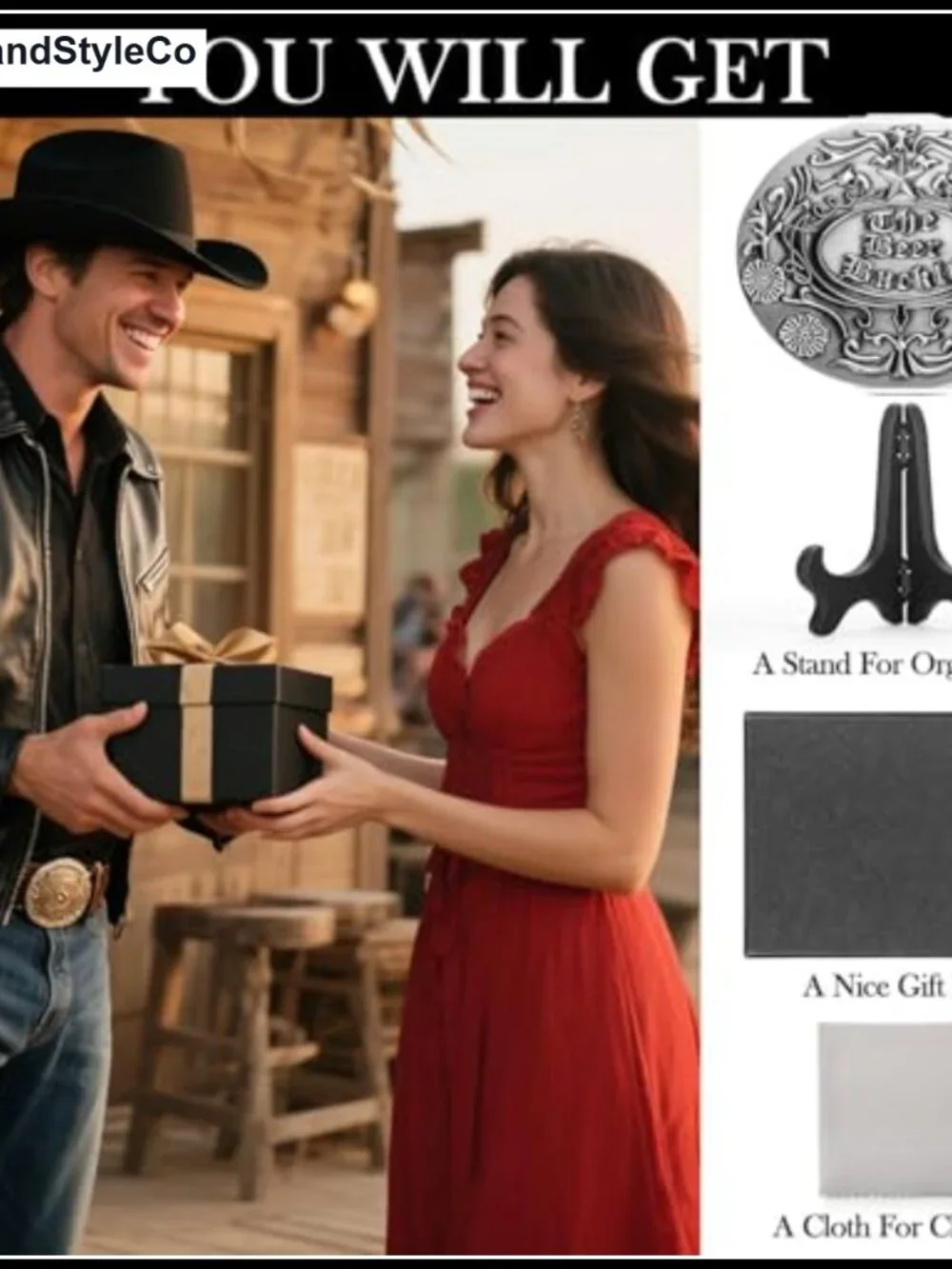 Western Belt Buckle with Built-in Beer Holder - Folding Zinc Alloy